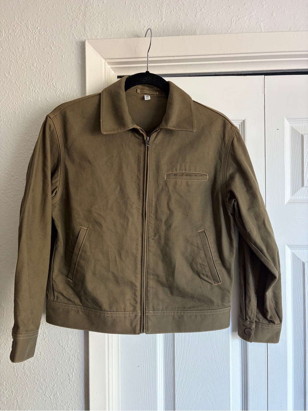 Uniqlo Kids 11-12 Zip Up Short Jacket Olive Green Zip-Front Casual Jacket